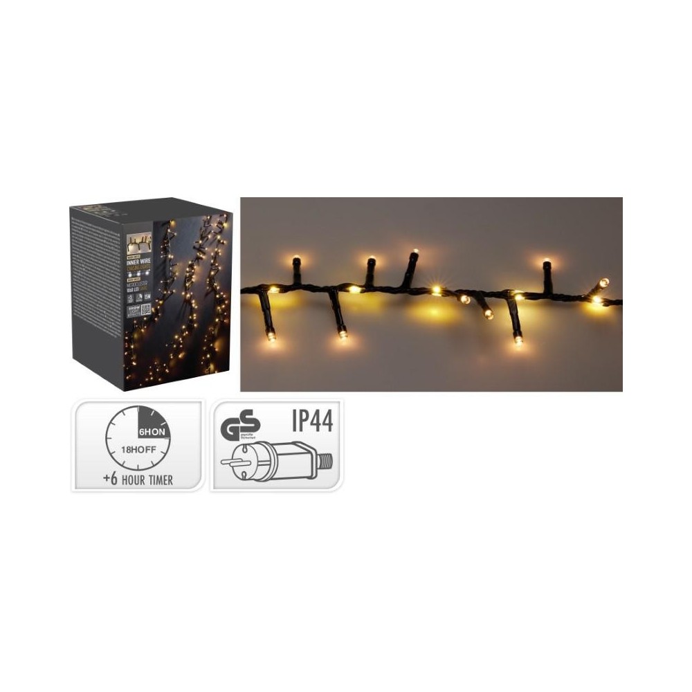LUCI CASCATA 1060 LED BIANCO CALDO 5MT. FILO NERO